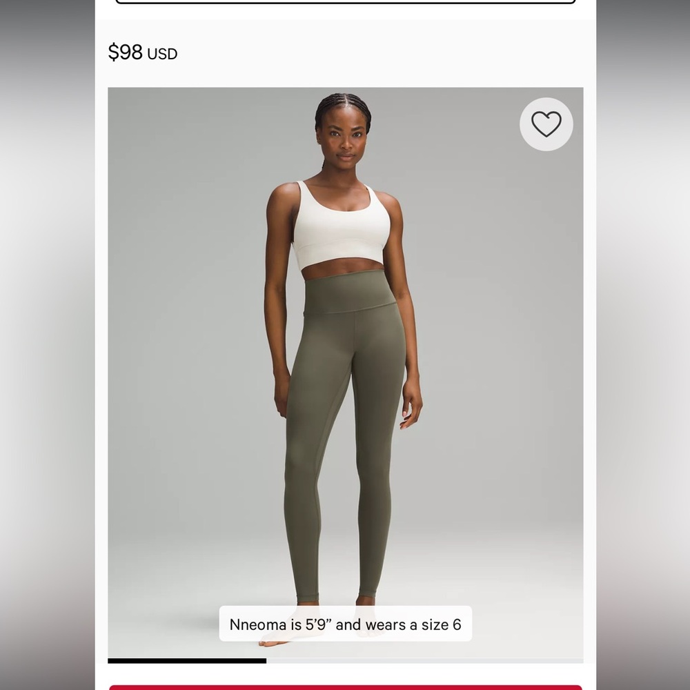 Lululemon Olive Align, 25”, 8